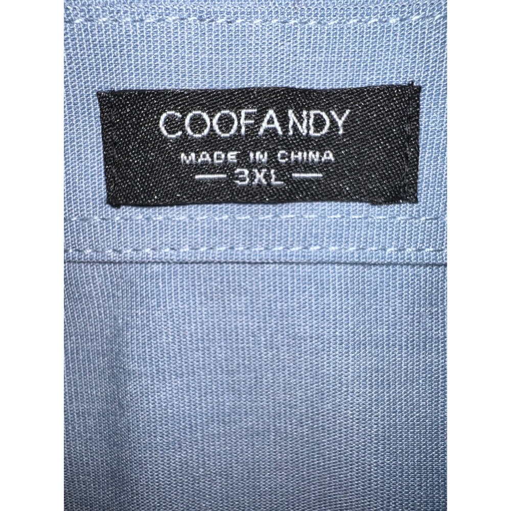 COOFANDY Mens 3XL Light Blue Guayabera Style Long Sleeve Lace Panel Button Shirt - Picture 7 of 10